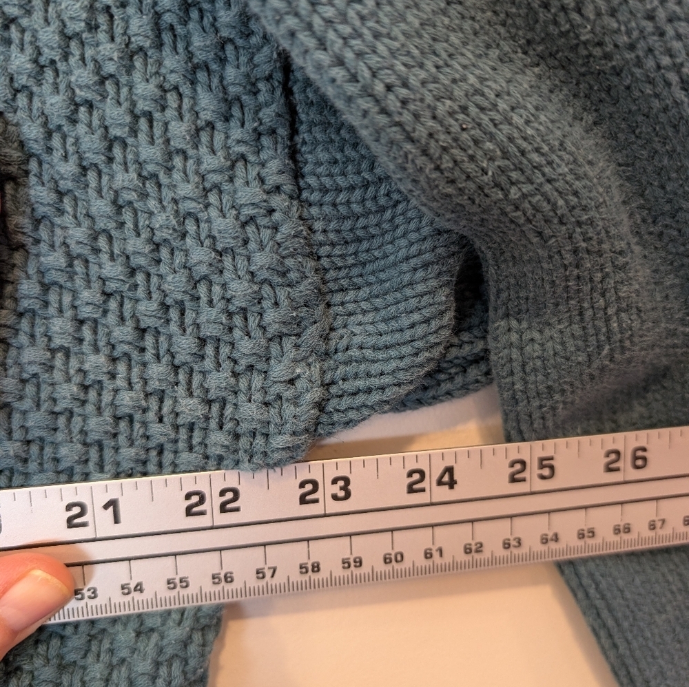 Vintage Lady Footlocker Floral Knit Sweater 100% Cotton Teal Women’s Large - Picture 9 of 9